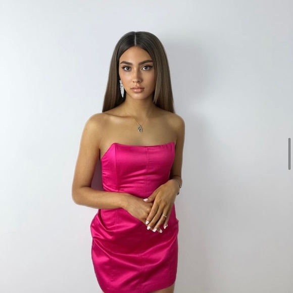 Zara Fuchsia Strapless Dress. NWT. Size Small. - Picture 4 of 9